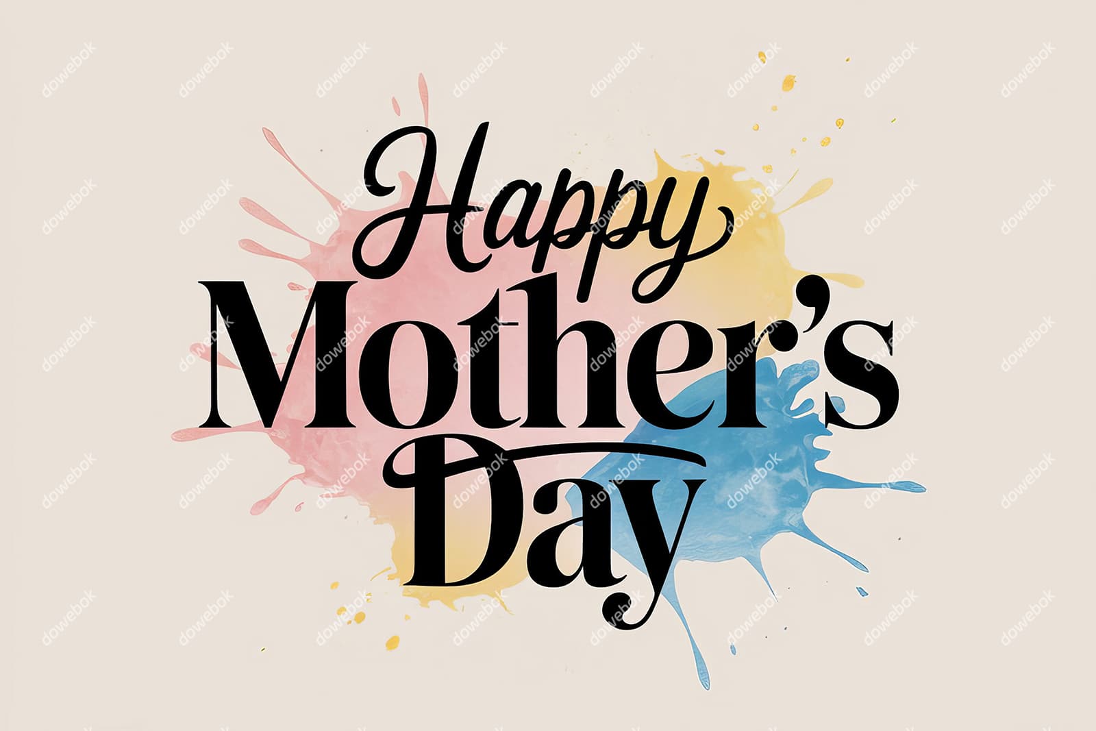 水彩背景和 Happy Mother’s Day 字母设计母亲节图片素材