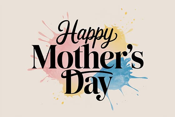 水彩背景和 Happy Mother’s Day 字母设计母亲节图片素材