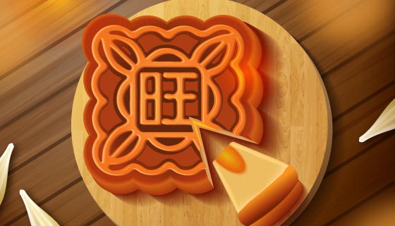 逼真的中秋节月饼矢量素材(EPS/AI)