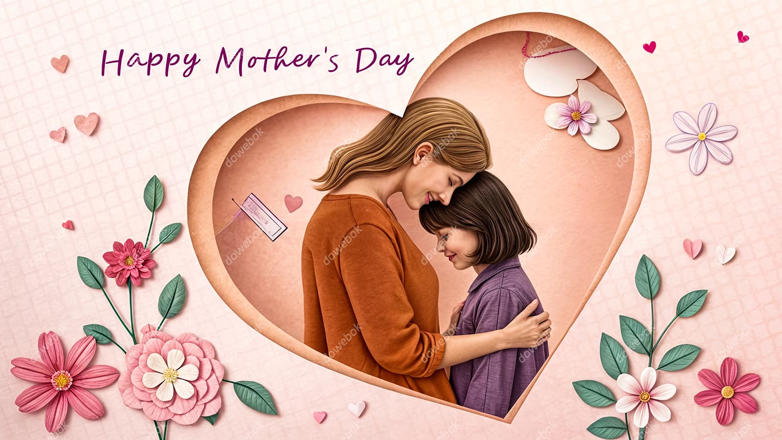 母女相拥设计母亲节图片素材