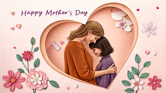 母女相拥设计母亲节图片素材