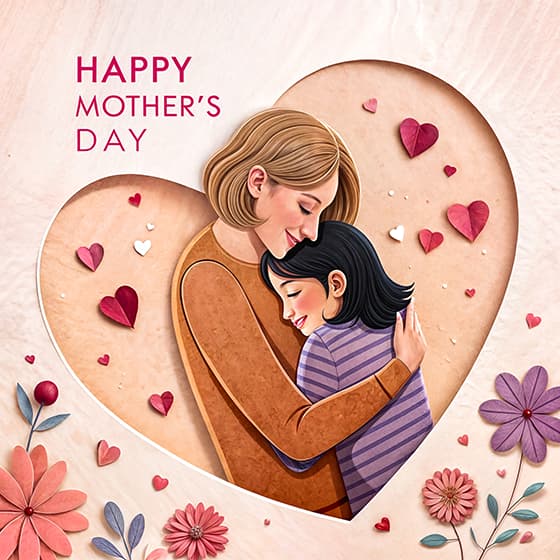 母女相拥设计母亲节图片素材
