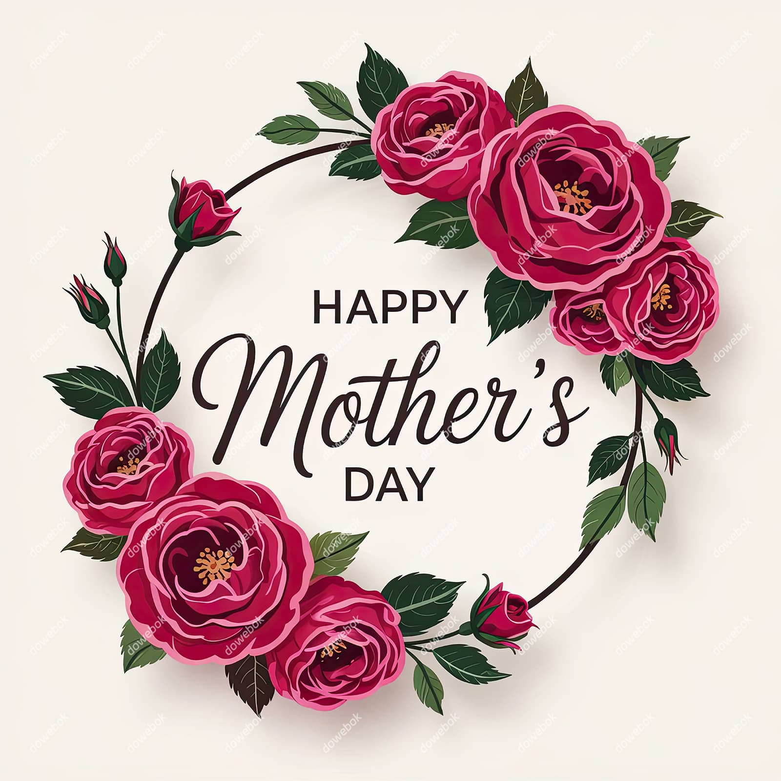 花朵和 Happy Mother’s Day 字母设计母亲节图片素材