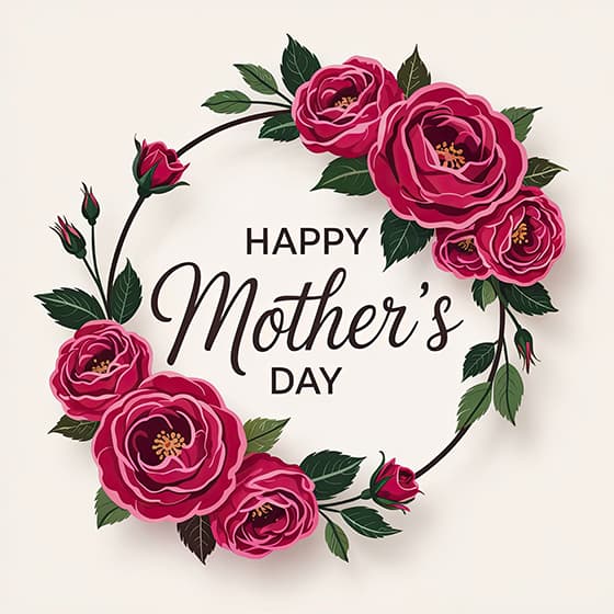 花朵和 Happy Mother’s Day 字母设计母亲节图片素材