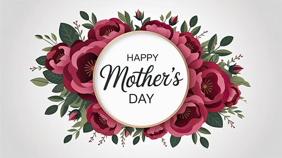 花朵和 Happy Mother’s Day 字母设计母亲节图片素材