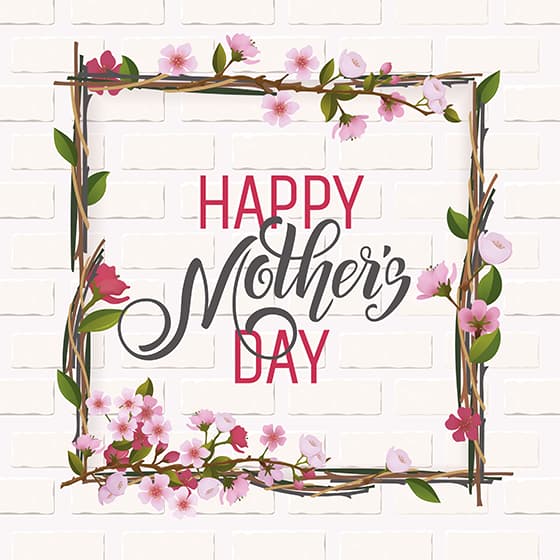 花朵和 Happy Mother’s Day 字母设计母亲节图片素材