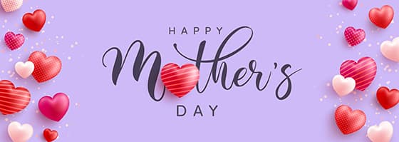 粉色爱心和 Happy Mother’s Day 字母设计母亲节矢量素材