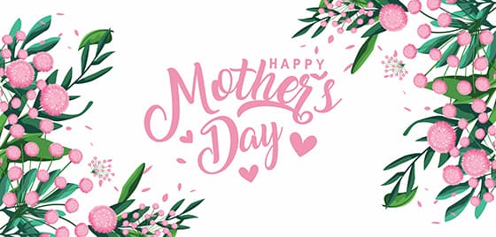 粉色花朵和 happy mother’s day 字母设计母亲节矢量素材