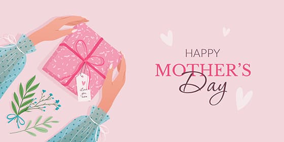 双手捧着粉色礼盒设计母亲节矢量素材