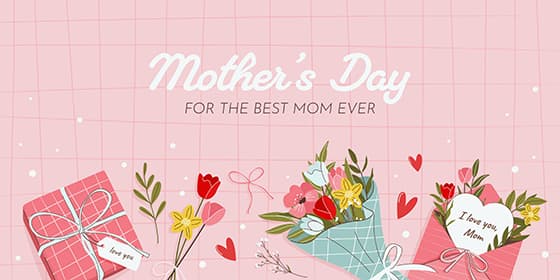 花朵信封和礼盒等设计母亲节矢量素材