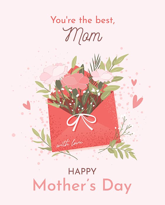 装着花朵的信封设计母亲节海报/贺卡矢量素材