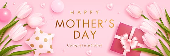 粉色郁金香和礼盒设计母亲节 banner 素材