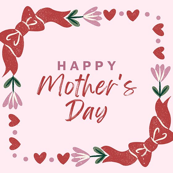 蝴蝶结花朵和爱心等设计母亲节图片矢量素材