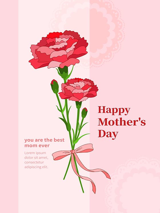 红色康乃馨花朵设计母亲节图片素材