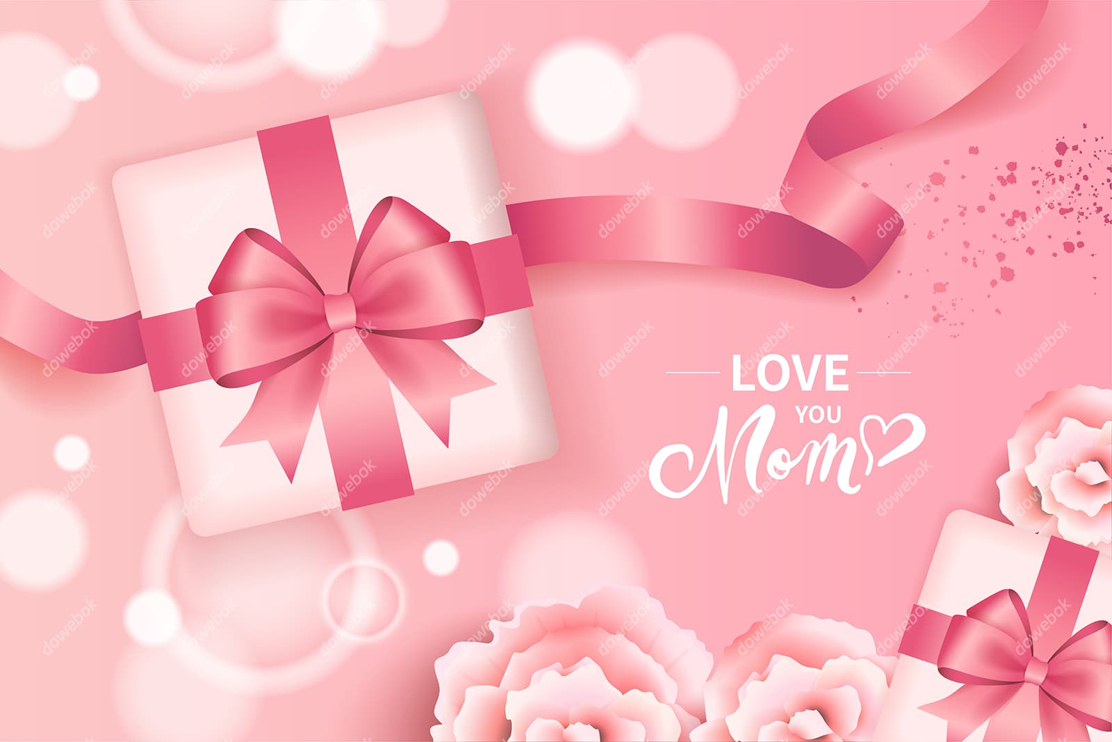 粉色礼盒和花朵设计母亲节图片素材