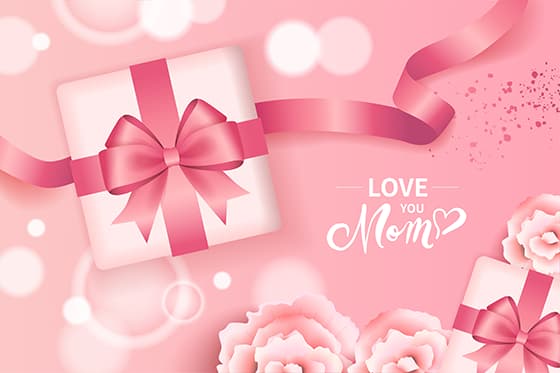 粉色礼盒和花朵设计母亲节图片素材