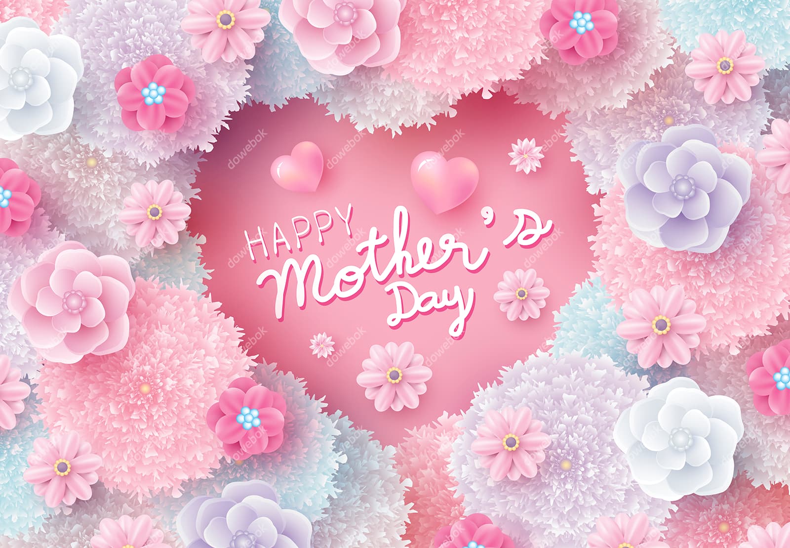 漂亮花朵组成的爱心设计母亲节图片素材