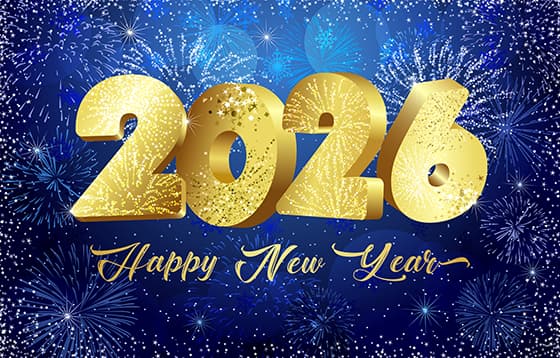 蓝色背景和金色数字设计 2026 新年快乐矢量素材