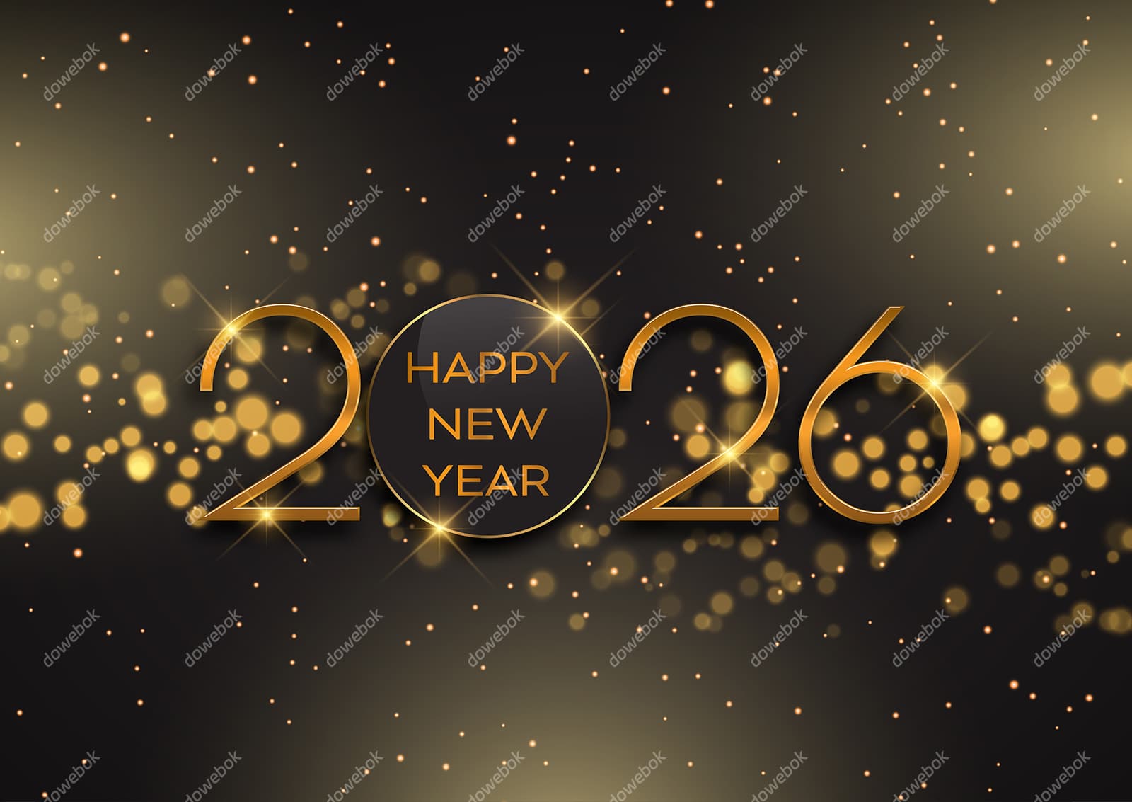 金色星点和金色数字设计 2026 新年快乐矢量素材