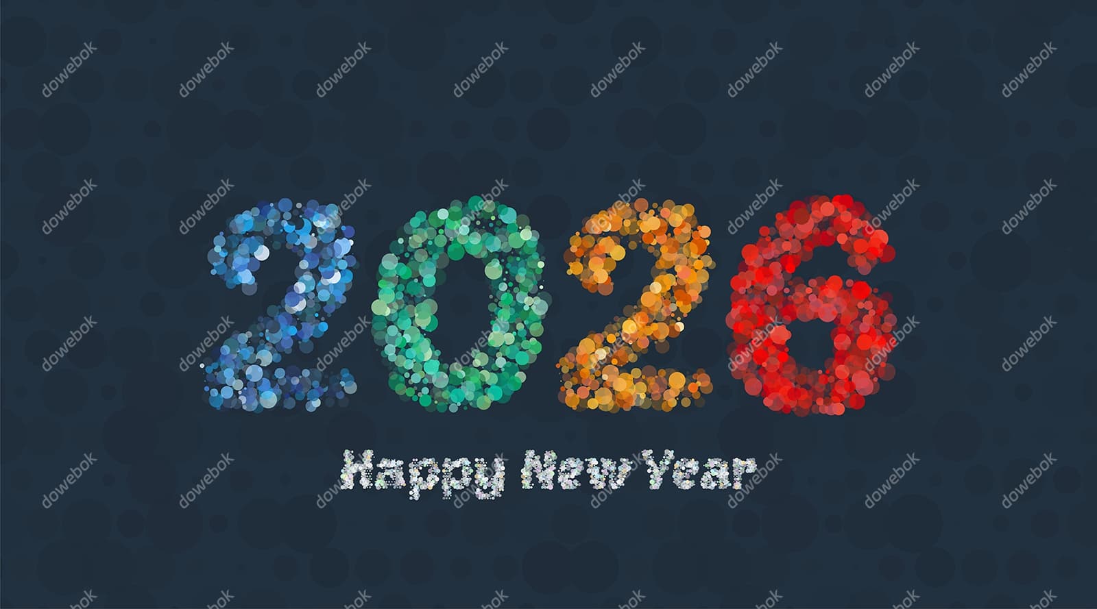 彩色颗粒拼接数字设计 2026 新年快乐矢量素材