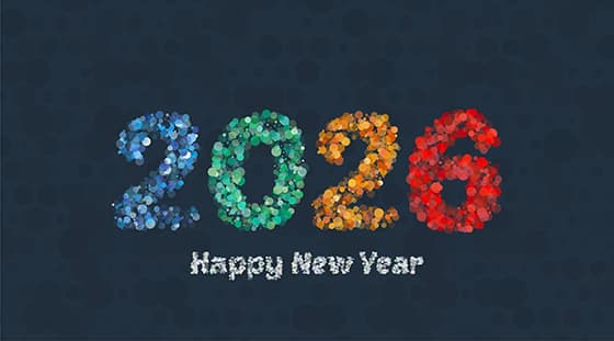 彩色颗粒拼接数字设计 2026 新年快乐矢量素材