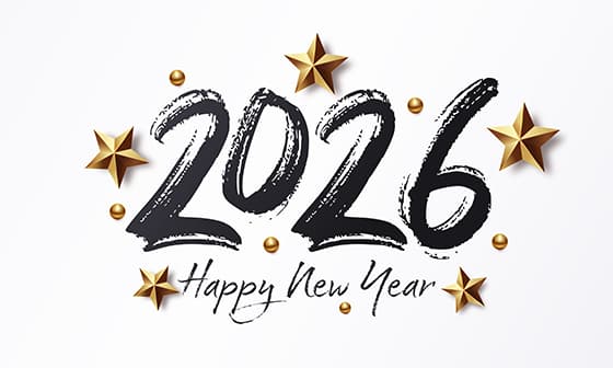 金色五角星和笔触数字设计 2026 新年快乐矢量素材