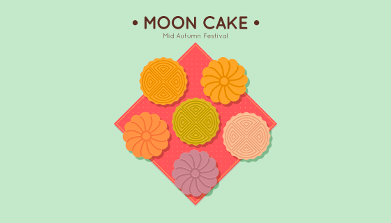 中秋节彩色月饼矢量素材(EPS/AI)