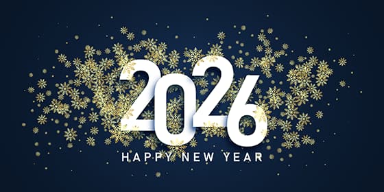 金色雪花和白色数字设计 2026 新年快乐素材
