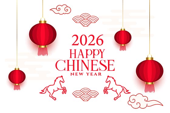 灯笼云纹和骏马设计 2026 马年春节快乐矢量素材