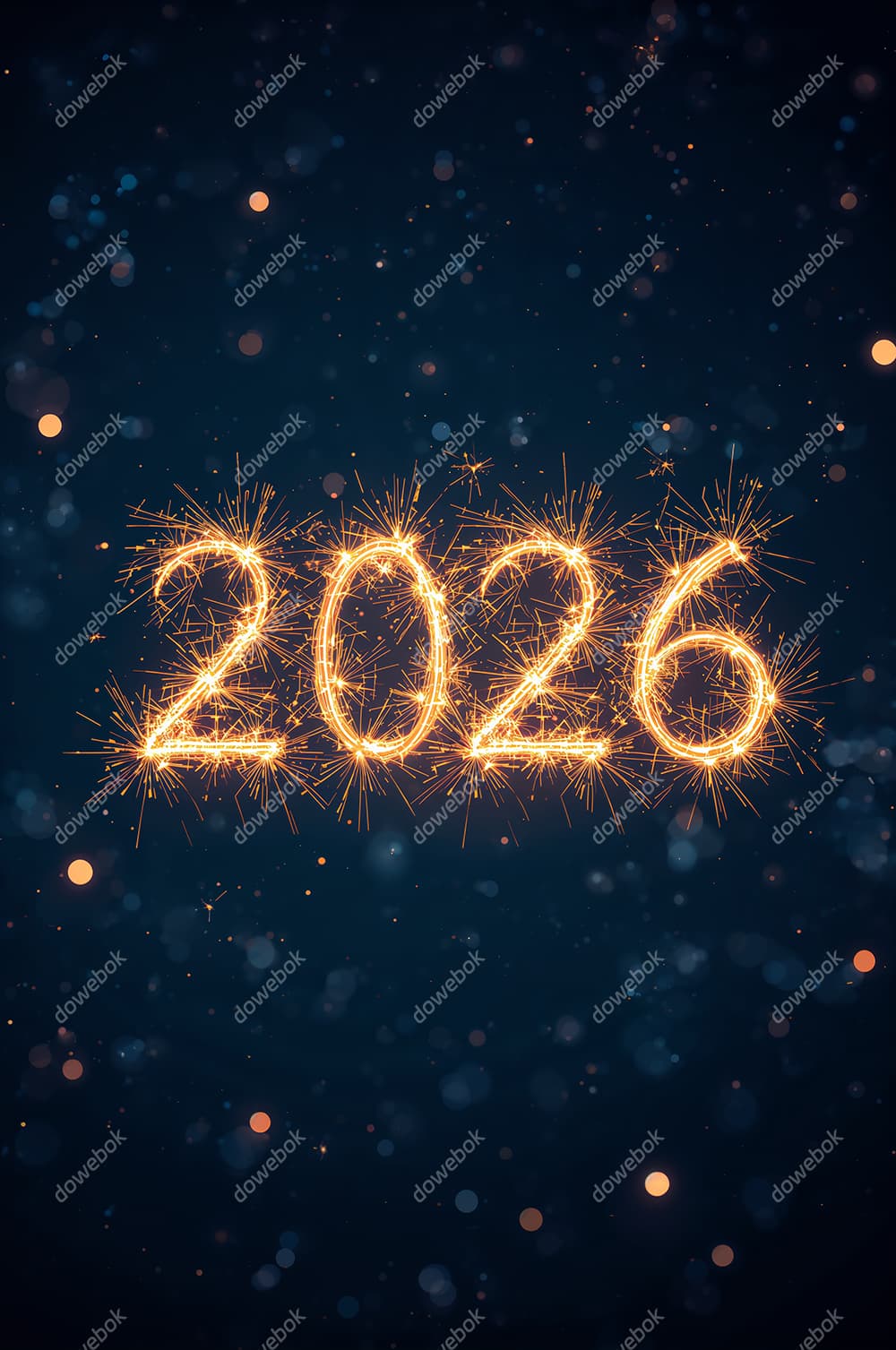 烟花火花数字设计 2026 新年快乐图片素材