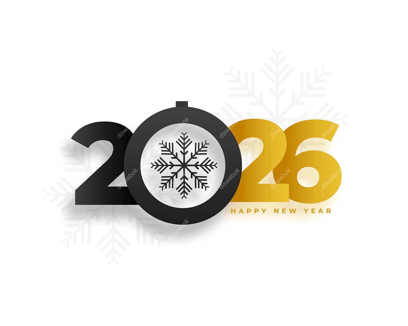 雪花和数字设计 2026 新年快乐矢量素材