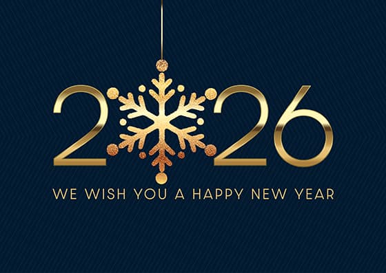 金色雪花和数字设计 2026 新年快乐矢量素材