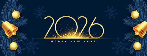 金色铃铛和数字设计 2026 新年快乐矢量素材