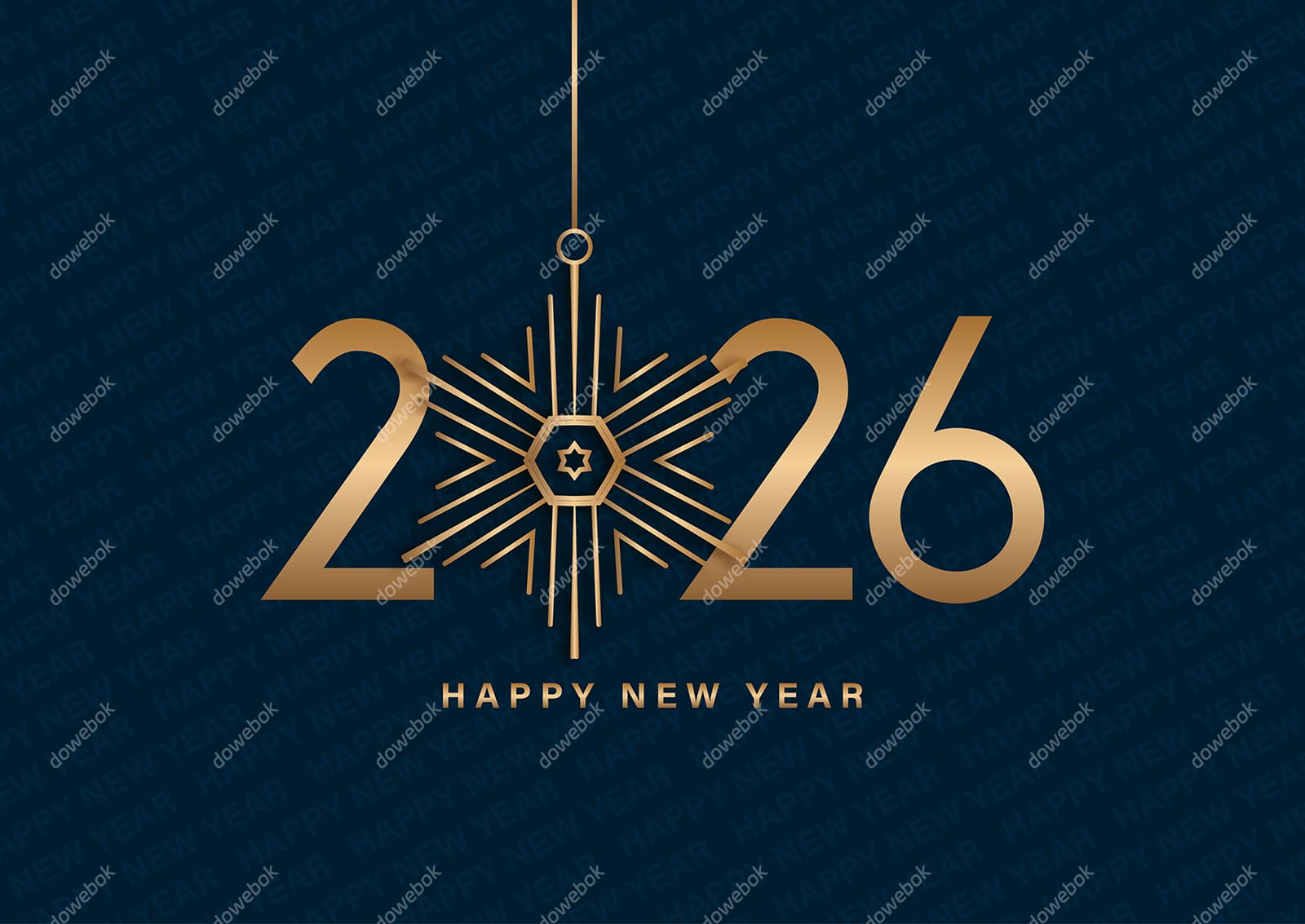 雪花装饰和数字设计 2026 新年快乐矢量素材