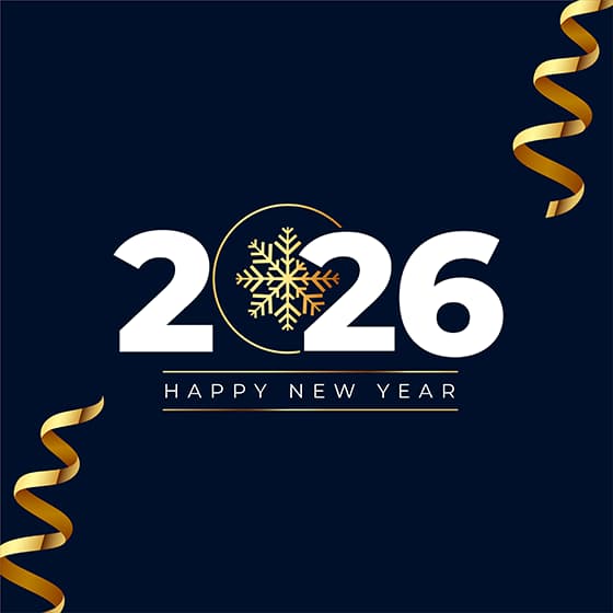 金色丝带和数字设计 2026 新年快乐矢量素材