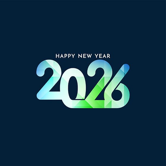 渐变蓝绿色数字设计 2026 新年快乐矢量素材