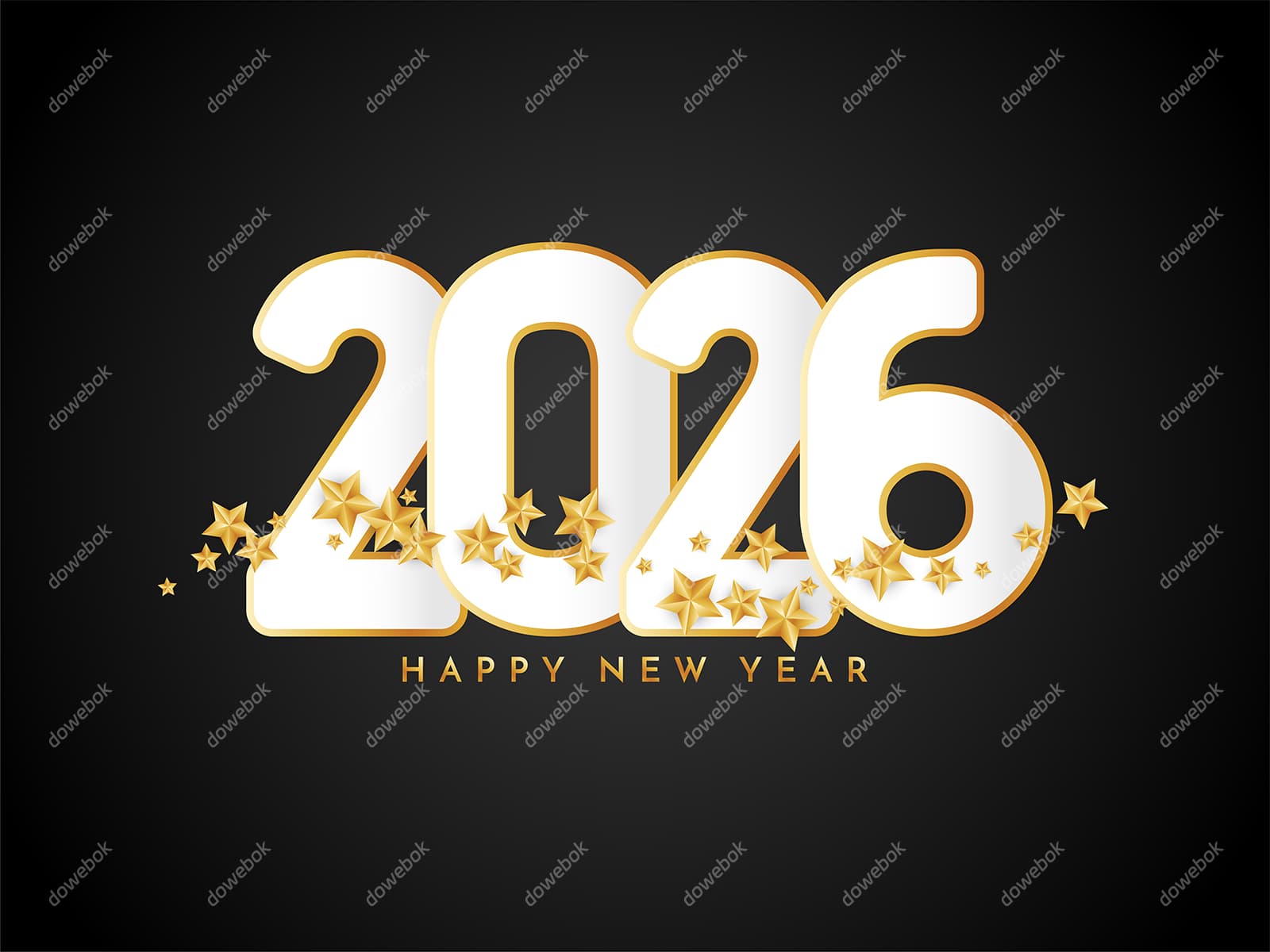 星星点缀的数字设计 2026 新年快乐矢量素材