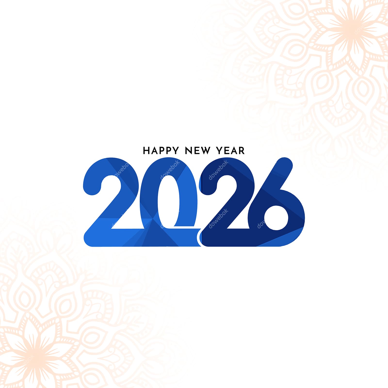 蓝色渐变数字设计 2026 新年快乐矢量素材