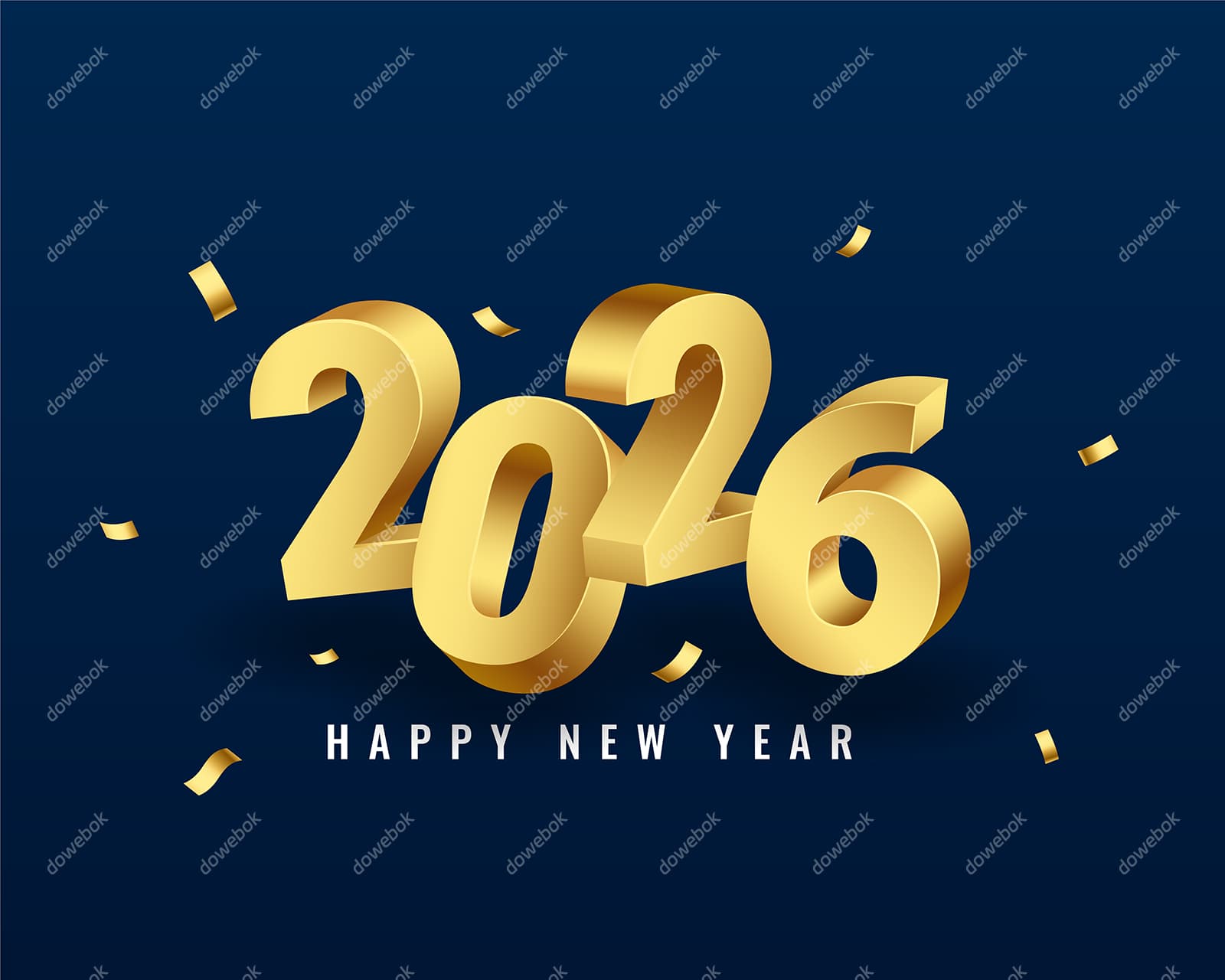 立体金色数字设计 2026 新年快乐矢量素材