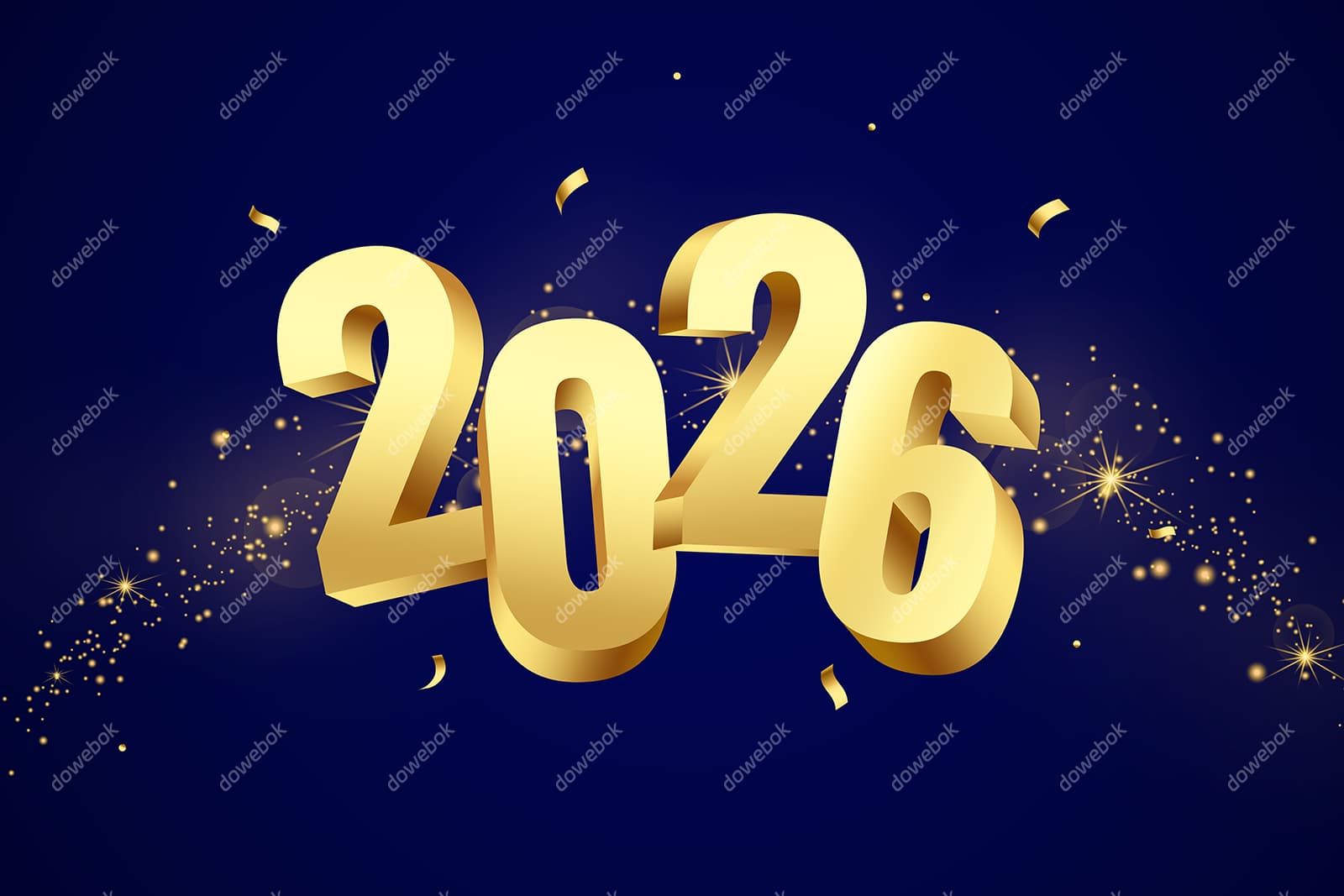立体金色数字设计 2026 新年快乐矢量素材