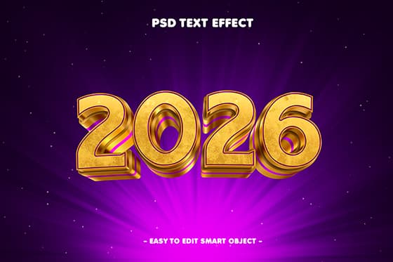 金色立体数字设计 2026 新年快乐背景素材