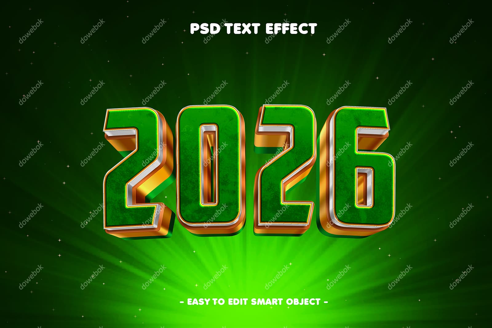 绿色立体数字设计 2026 新年快乐背景素材