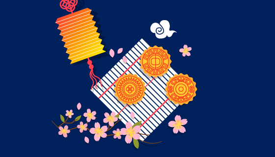 中秋节背景矢量素材(EPS/AI)