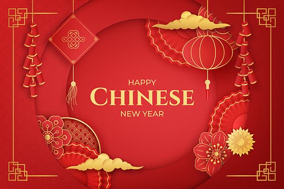 灯笼鞭炮中国结等设计红色喜庆春节快乐矢量素材