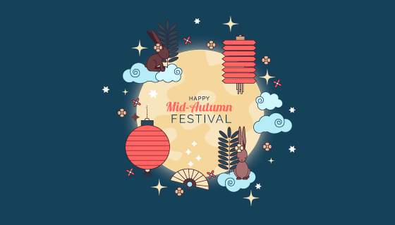 中秋节背景矢量素材(EPS/AI)