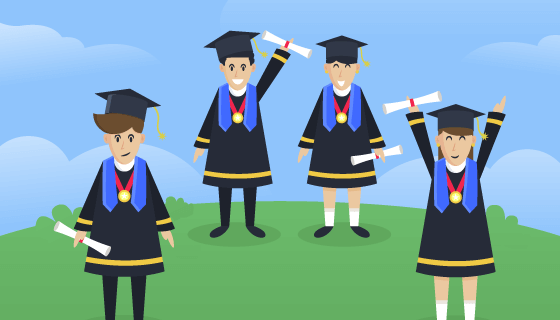 快乐的学生矢量素材(EPS/AI)