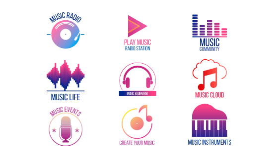 渐变风格音乐图标矢量素材(EPS/AI/PNG)