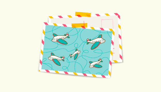 飞机设计的旅行明信片矢量素材(EPS/AI)