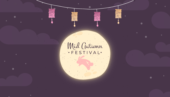 手绘中秋节背景矢量素材(EPS/AI)