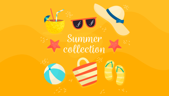 夏季海滩元素矢量素材(EPS/AI/PNG)